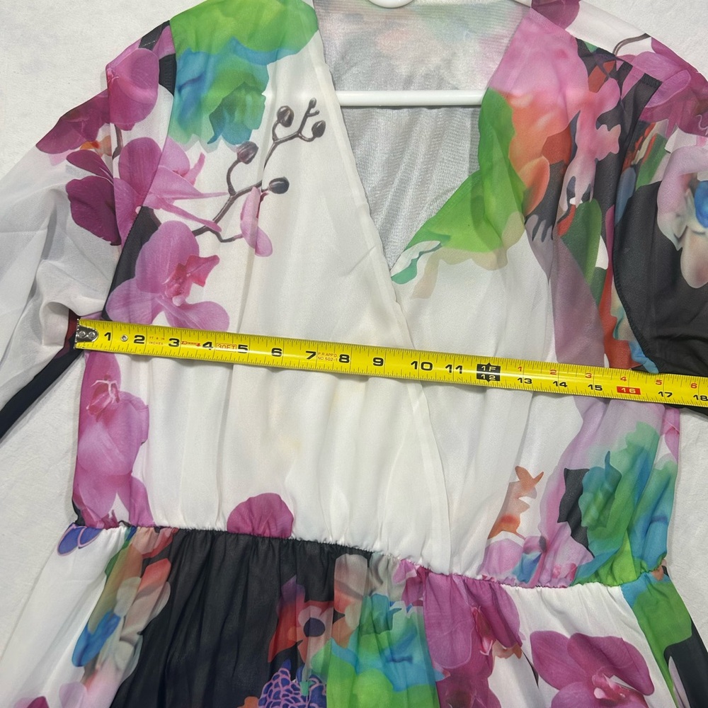 Elegant Floral Long Sleeve Dress - Multicolor - Picture 7 of 7
